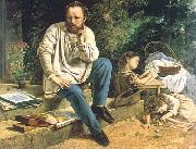 Gustave Courbet Proudhon and his children oil